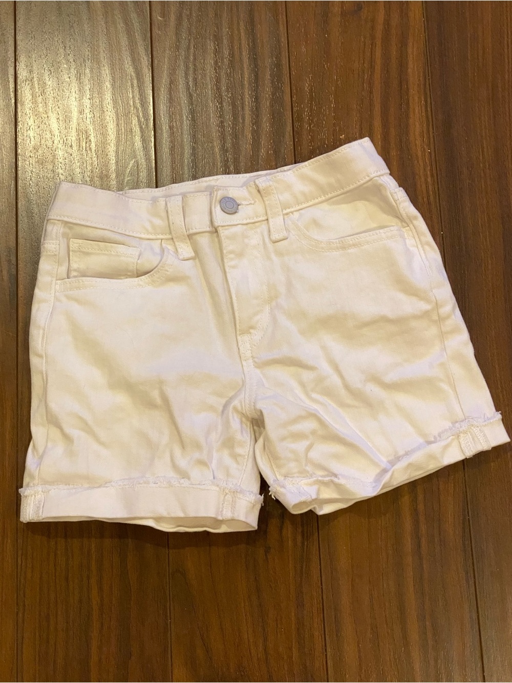 4/$20 Old Navy white stretch denim shorts size 10 adjustable waist